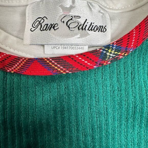 EUC Rare Editions Toddler Girls Green Corduroy Santa Dress Plaid Trim - Size 2T - Picture 5 of 9
